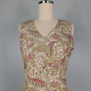 Claiborne Maxi Floral Dress 10 Muli Paisley Tie Sleeveless Cottage Long Teacher